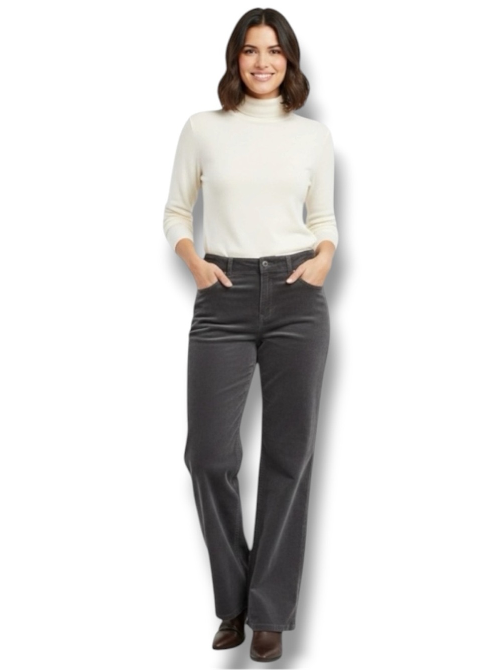 Jones New York Sport Gray Stretch Corduroy Wide Leg Pants Women’s Size 6